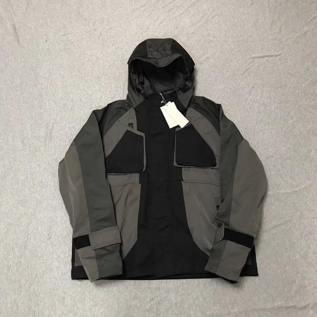 Men's Black And Gray Panel Coat