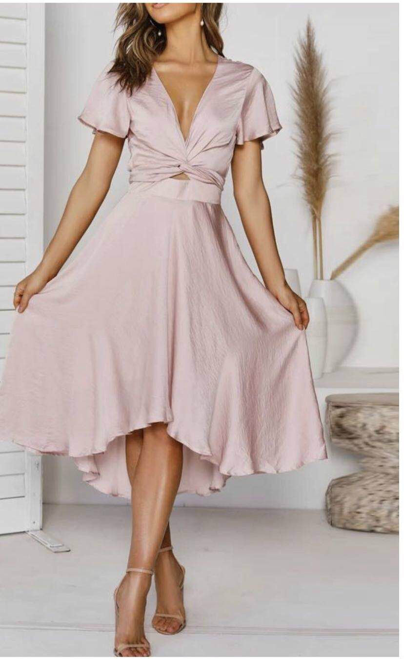 V-neck Temperament Irregular Lace-up Dress