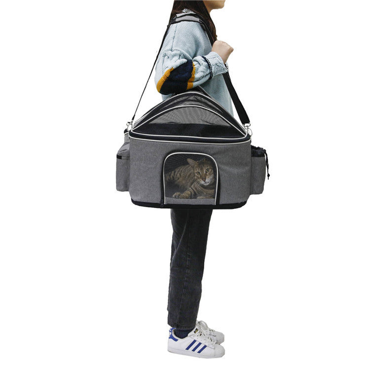 Foldable And Breathable Cat Bag For Outing, Portable Messenger