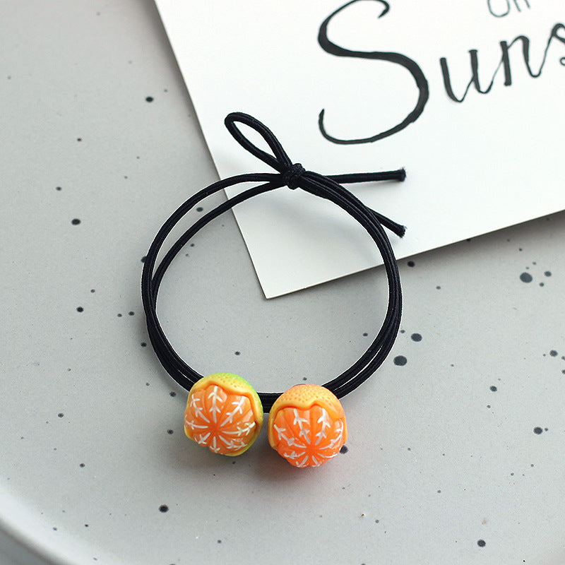 Double Orange Hair Band Bracelet Super Cute Emulational Fruit Head Rope