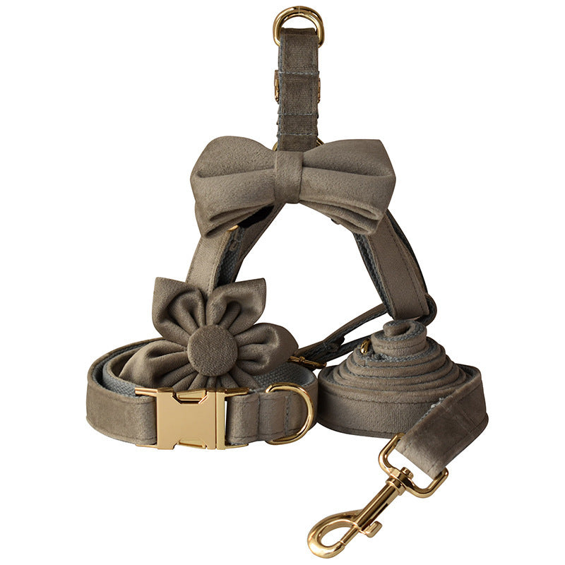 Pet Dog Flannel Gold Buckle Chest Strap