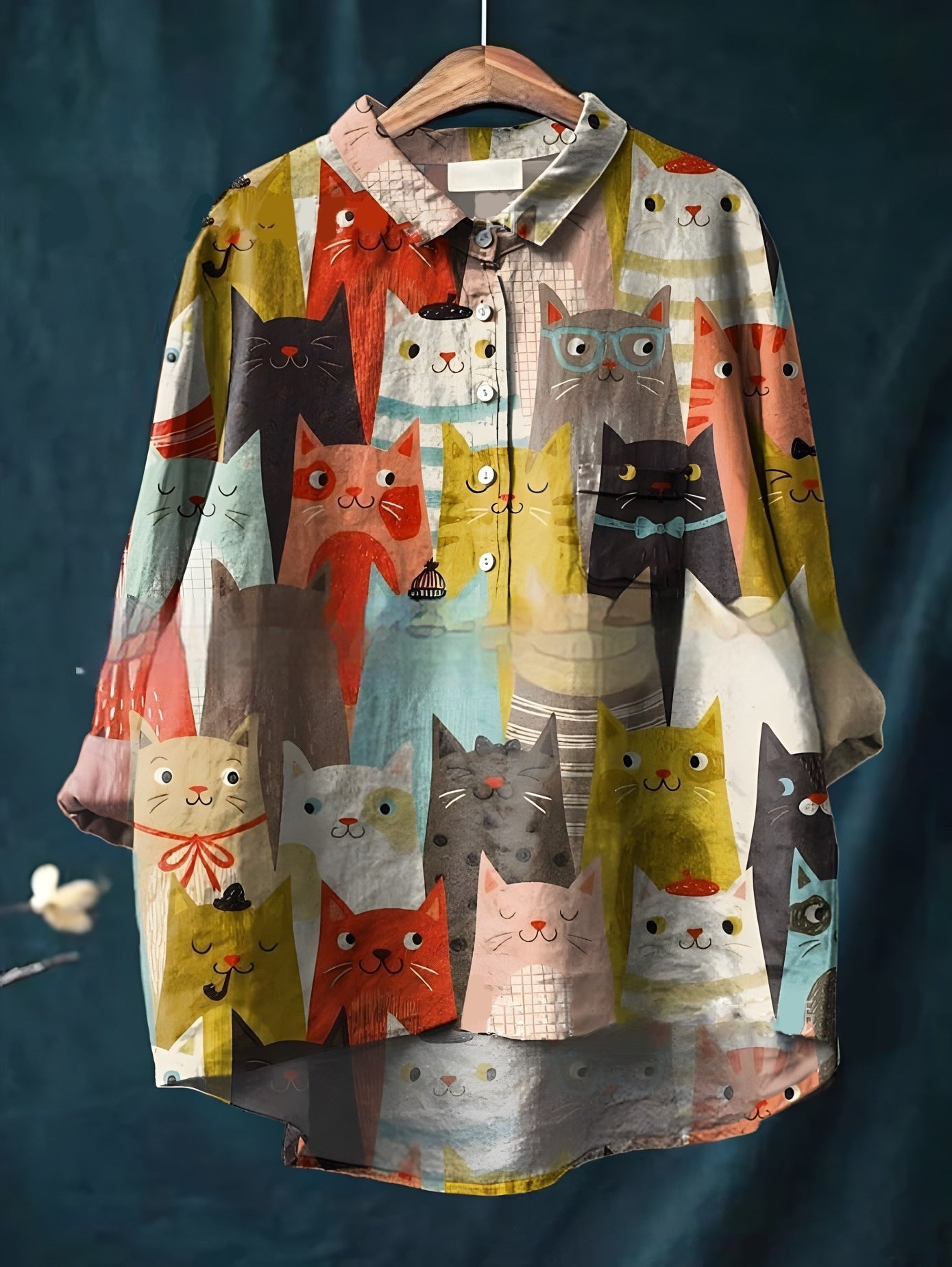 Casual Long Sleeve Shirt Animal Print Hawaiian Long Sleeve Blouse