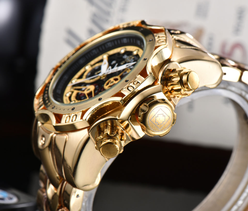 Quartz Watch With Hollow Dial Steel Band