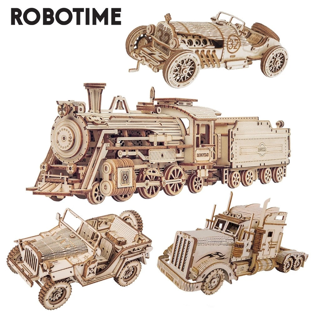 Robotime 3D Wooden Puzzle Prime Steam Express Model DIY Kit Puzzle Toy