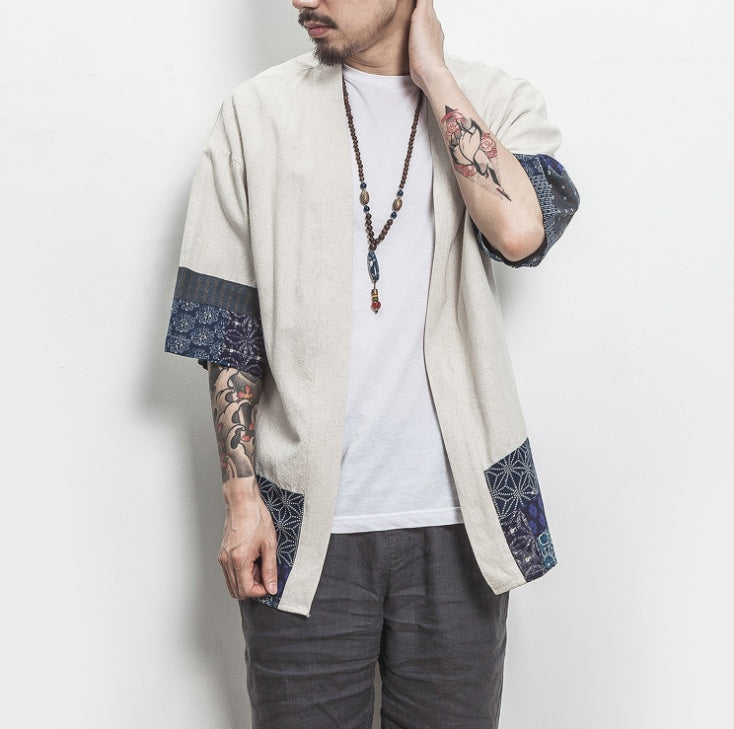 Retro Ethnic Style Improved Hanfu Tang Suit Men's Loose Cotton Cardigan Jacket Cloak Shirt