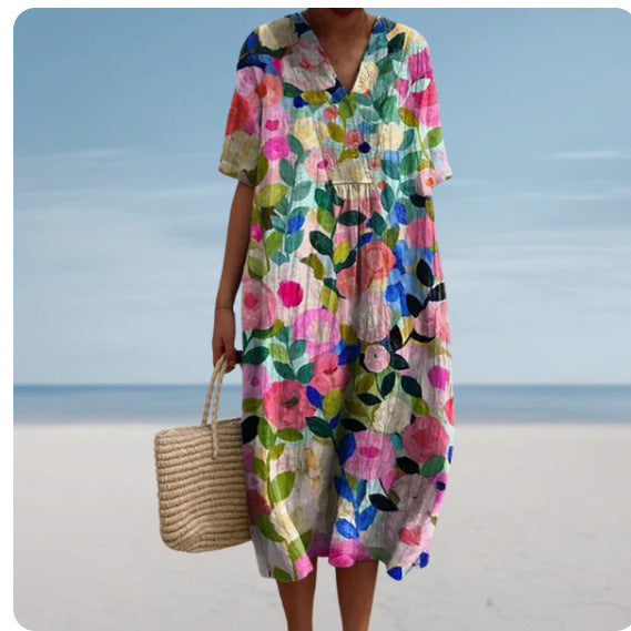 Casual Floral 3D Printing Women Dress