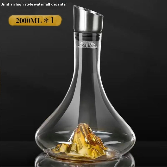 Light Luxury Waterfall With Lid Blue Jinshan Waterfall Wine Decanter