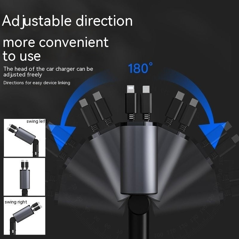 Universal Fast Charging Car Charger - Retractable & Convertible