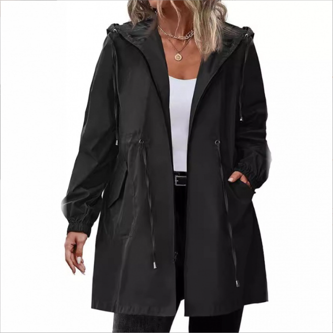 Women's Rain Jacket Long Lightweight Hooded Windbreaker