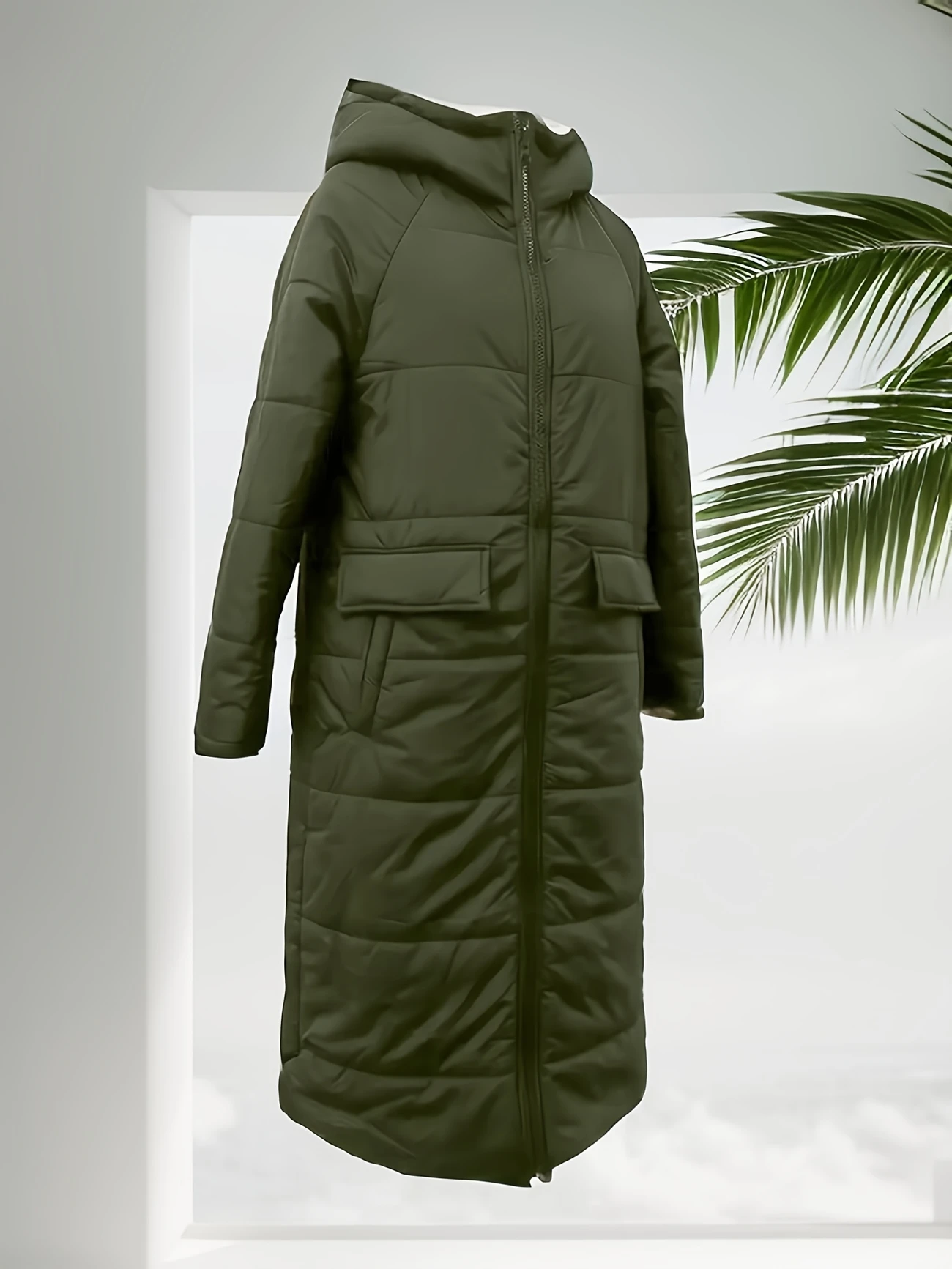 A Plain-colored Cotton-padded Jacket For Ladies