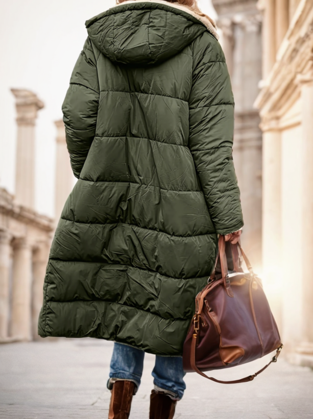 A Plain-colored Cotton-padded Jacket For Ladies