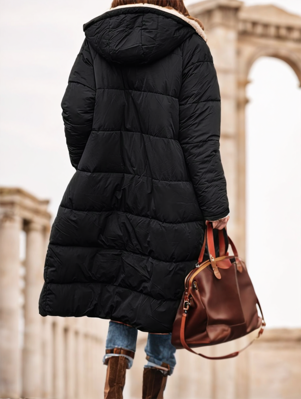 A Plain-colored Cotton-padded Jacket For Ladies