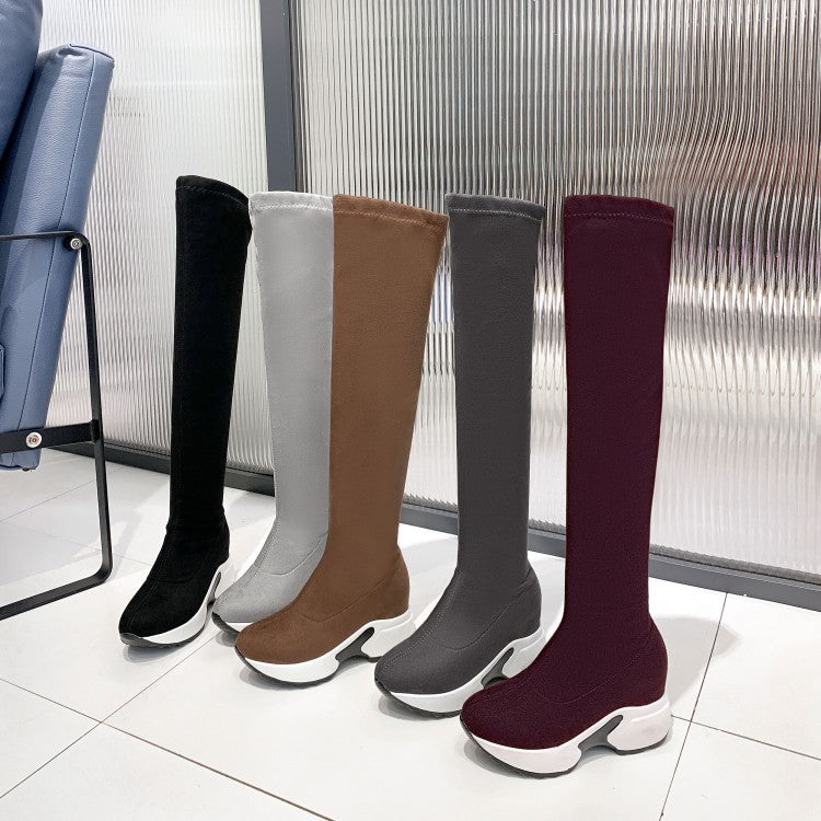 Fashion Women's Thick-soled Stretch Boots With Thin Legs