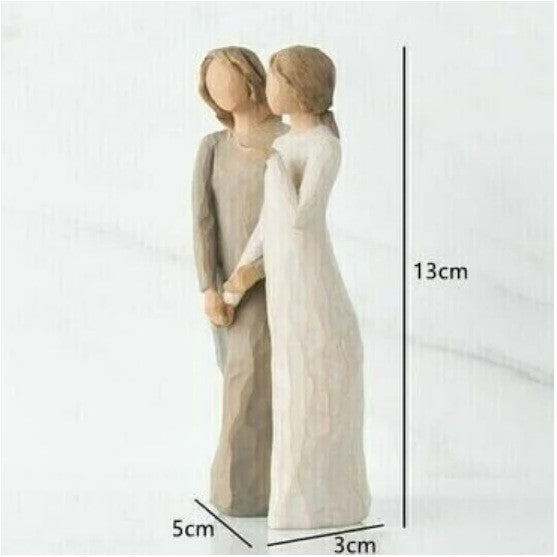 Hand Painted Statue Sisters Resin Craft Ornament