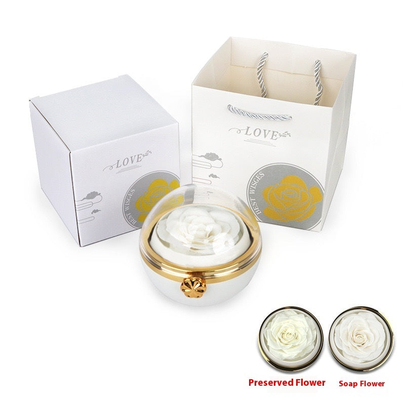Circular Rotatable Eternal Flower Jewelry Box