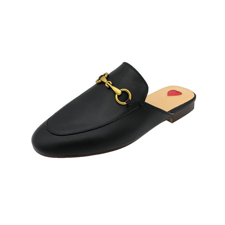 Horsebit Baotou Half Slippers Women's Outer Wear Leather Sandals