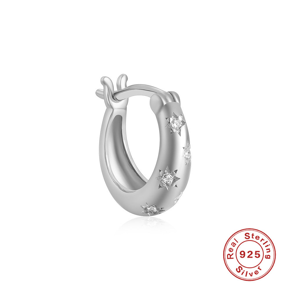 S925 Sterling Silver Diamond Five-pointed Star Ear Ring