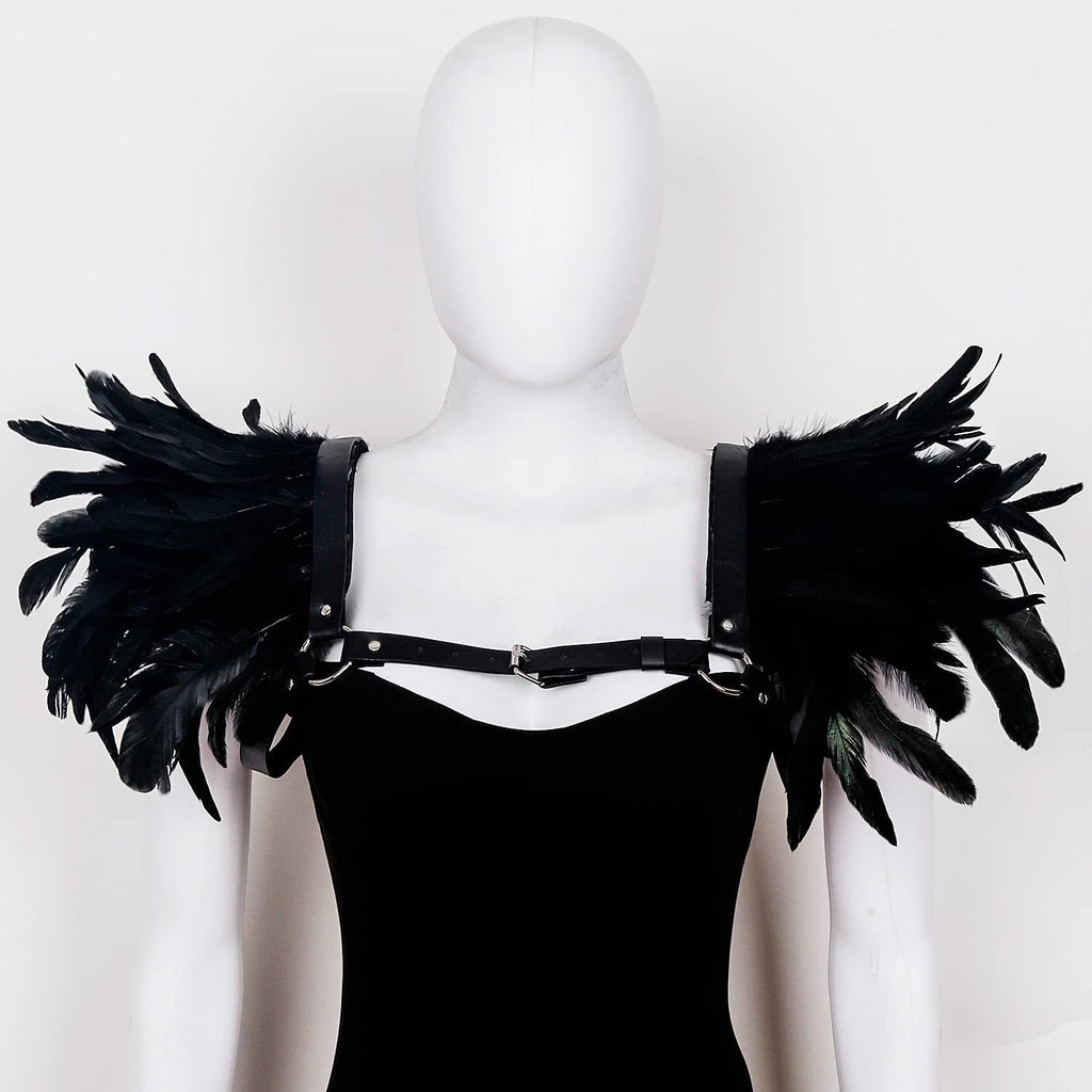 European And American Punk Gothic Feather Leather Shoulder Knot
