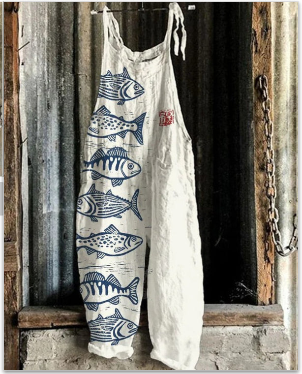 Fashion Animal Retro Printed Women's Jumpsuit