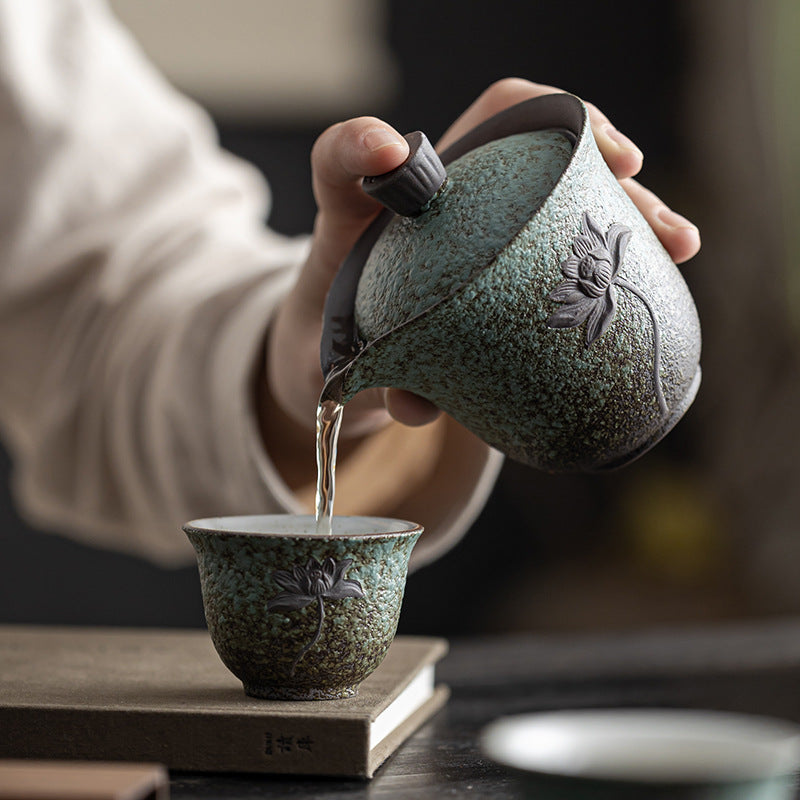 One Pot Two Cups Ceramic Portable Tea Set