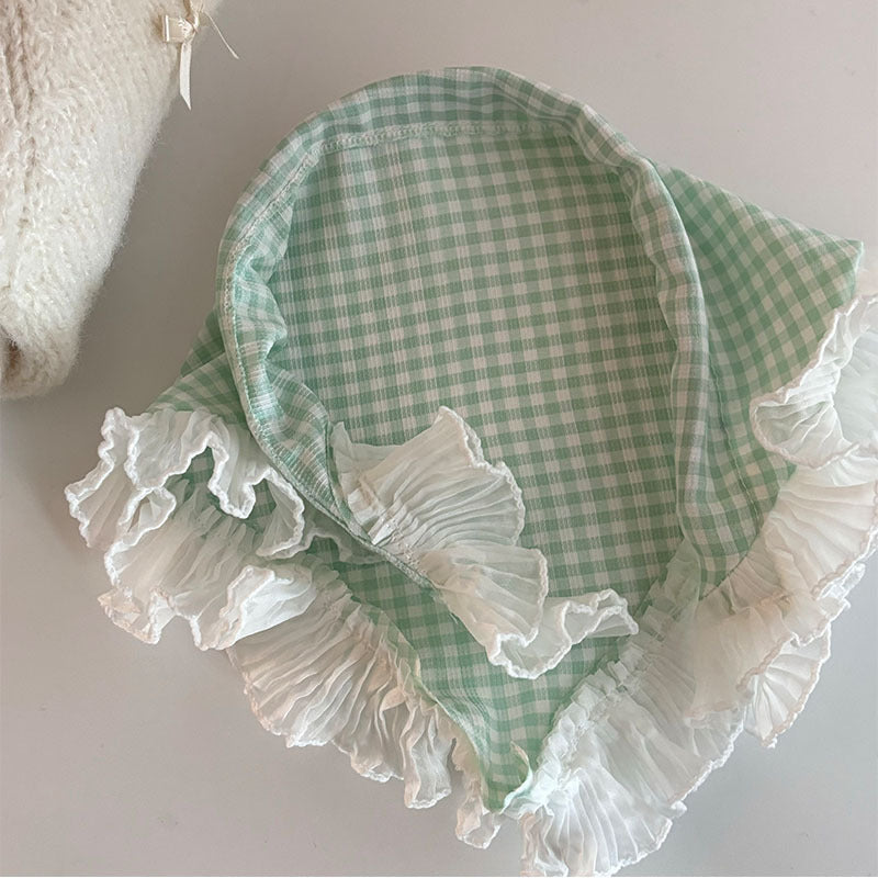 Blue Plaid Lace Triangular Binder Women