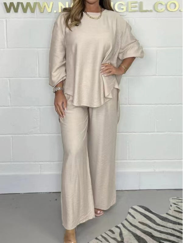 Acetate Satin Long Wide-leg Pants Dovetail Suit