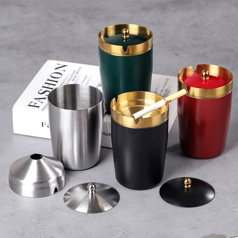 Stainless Steel Ashtray With Lid Household