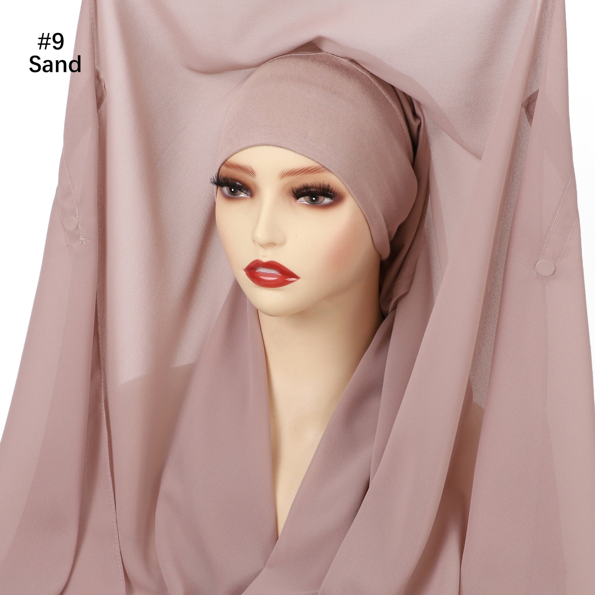 Pure Color Pearl Chiffon Scarf Plus The Same Color