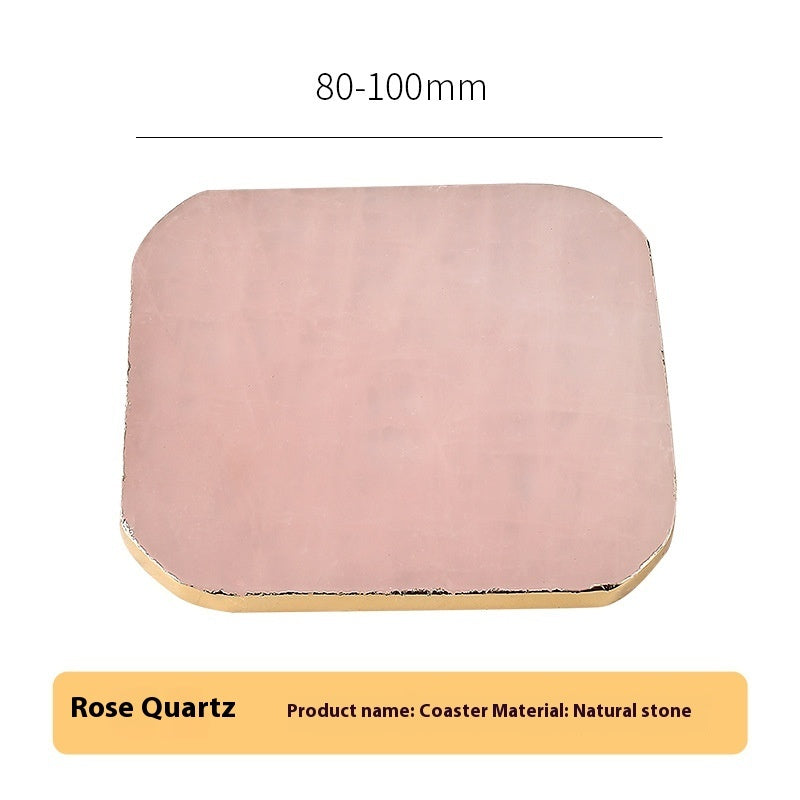 Round Coffee Cup Natural Stone Gold Plated Agate Slices Coaster