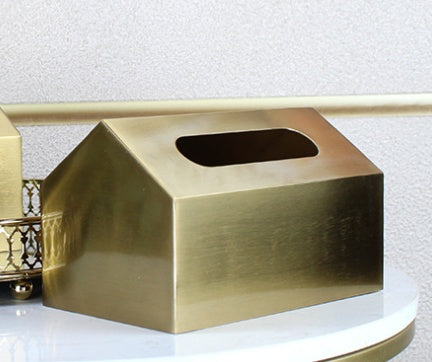 Brass Metal Small House Tissue Box