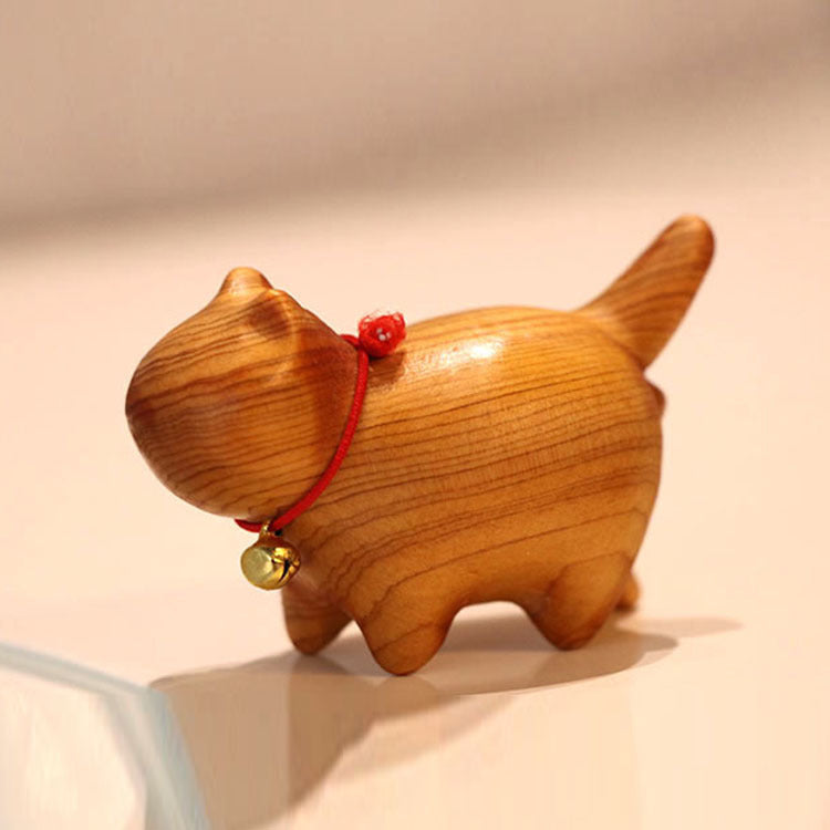 Arborvitae Wood Carving Aodao Cat Creative Crafts