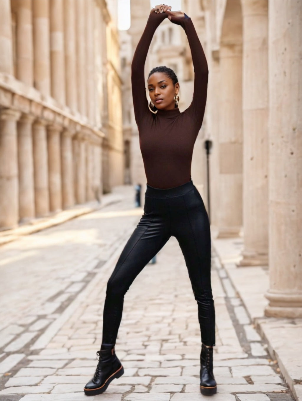 Women's Solid Color Half Turtleneck T-shirt