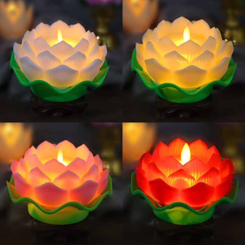 Lotus Candle Lotus Lamp Legal Props Changming Lamp Plastic Luminous Electronic Candle Ornaments