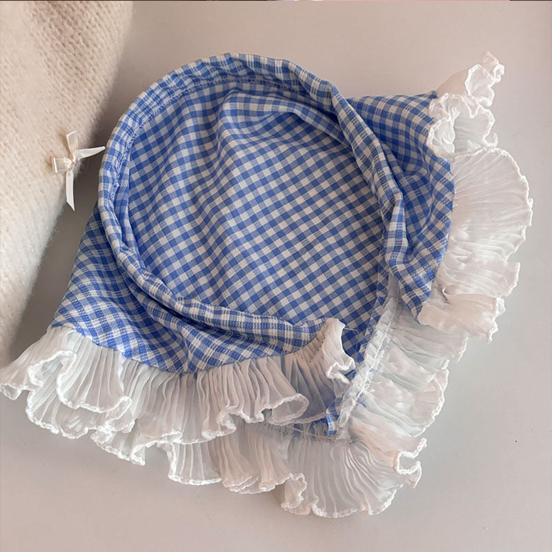Blue Plaid Lace Triangular Binder Women