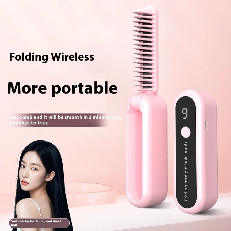 Straight Comb Wireless Charging Portable Negative Ion Hair Straightener