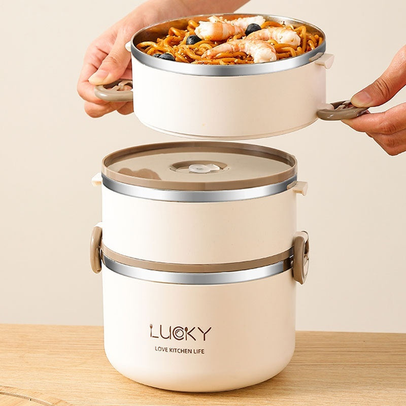 Insulated Stainless Steel 304 Food Grade Office Worker Compartment Japanese Double Deck And Multi-layer Bento Box