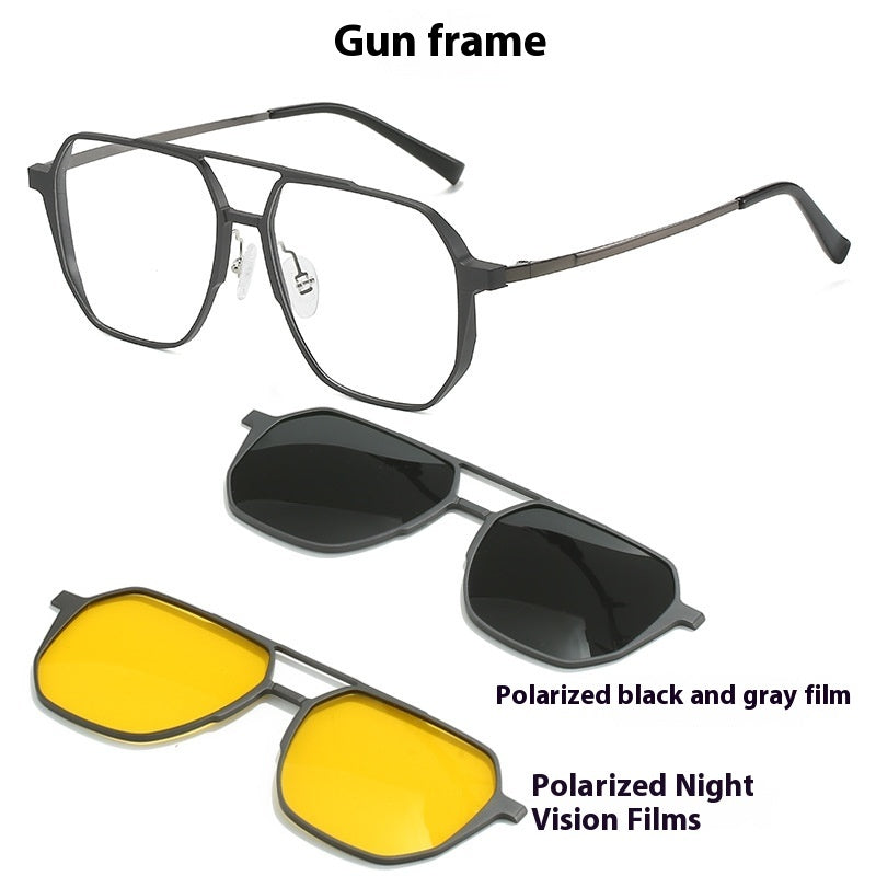 Driving Men's Three-in-one Magnetic Aluminum Magnesium Glasses