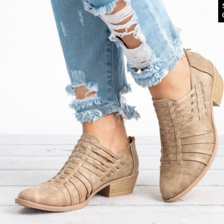 Retro Women's Solid Color Fashion Shoes