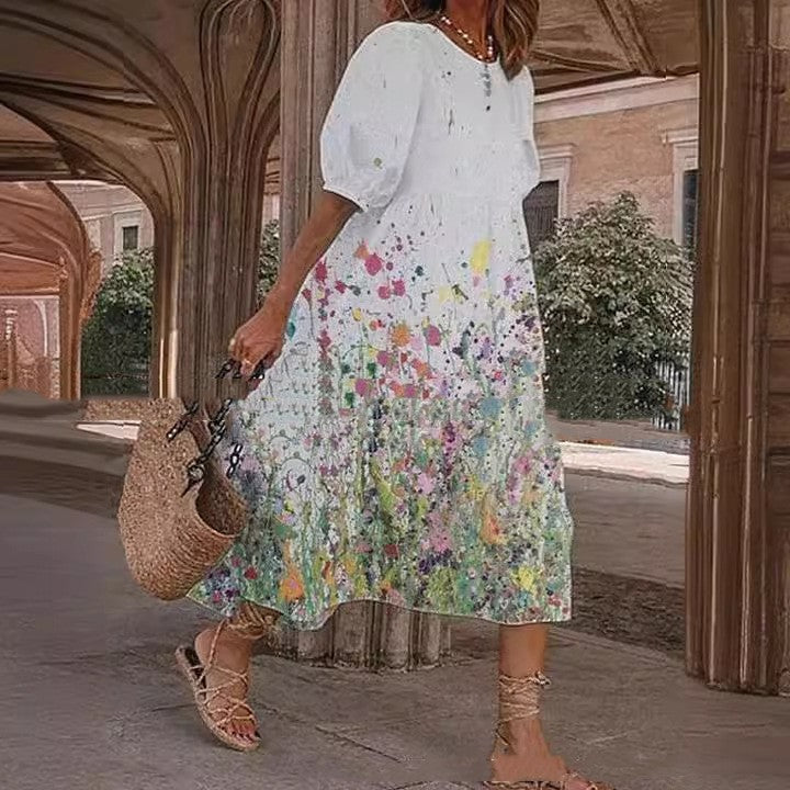 Women's Fashion Half Sleeves Loose Women's Clothing Dress