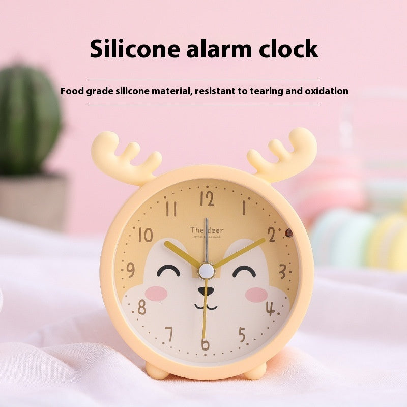 Children's Student Bedroom Antair Nightstand Simple Cute Creative With Night Light Noiseless Clock