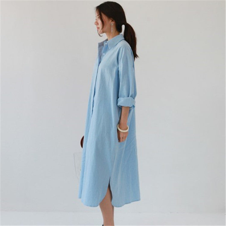 Loose Long Sleeve Cardigan Cotton And Linen Shirt Skirt