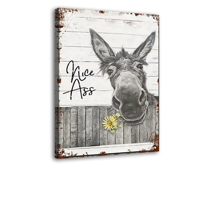 Donkey Bath Hanging Painting Spray-painted Vintage Canvas