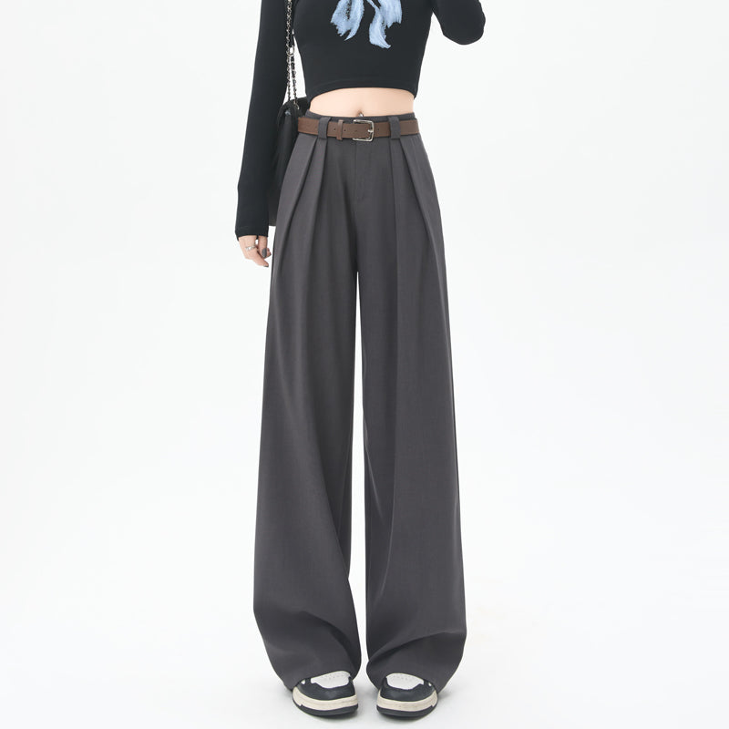 Gray Suit Pants Women's Straight Loose