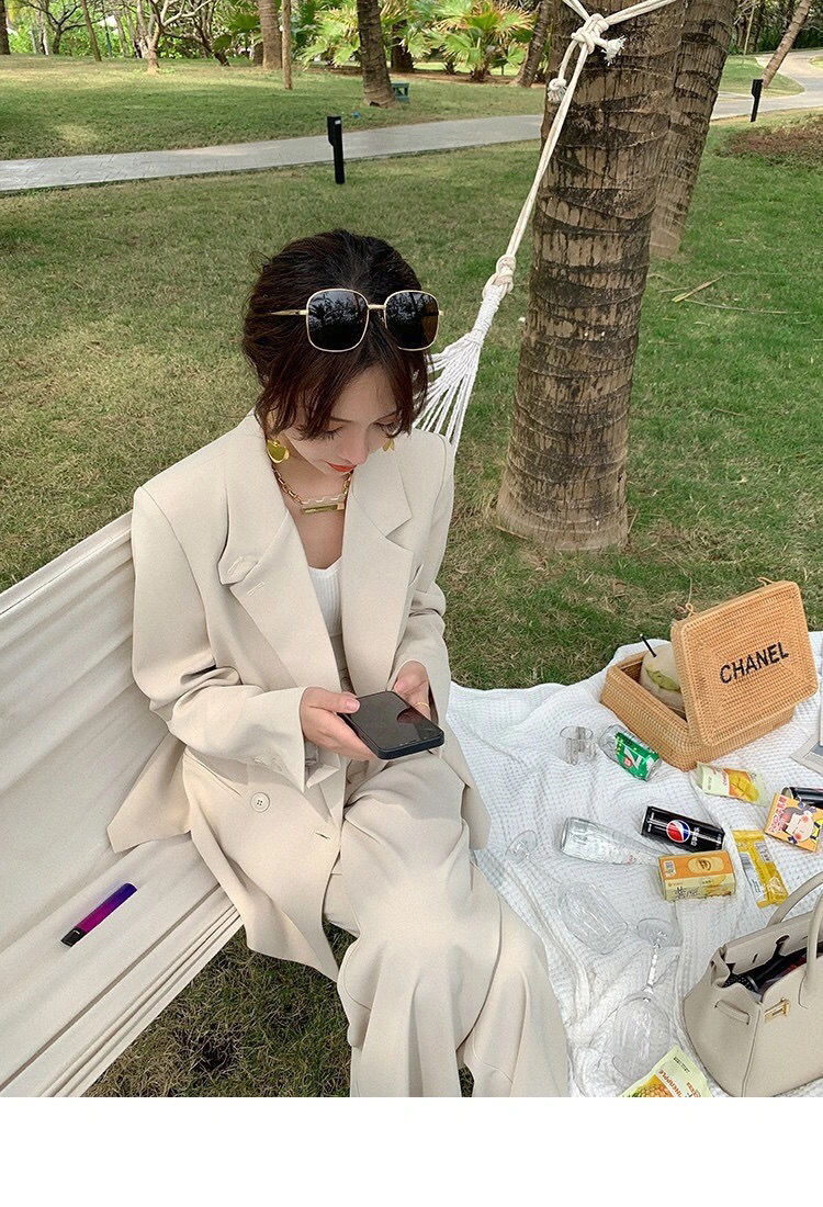 Small Suit Early Autumn High Waist Straight Slacks Suit