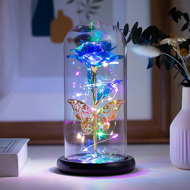 Preserved Flower Glass Cover Glowing Night Lights Ornaments