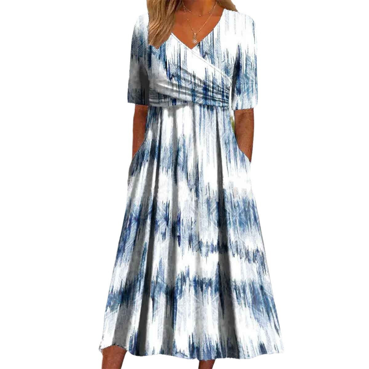 Women's Fashion Casual V-neck Printed Dress