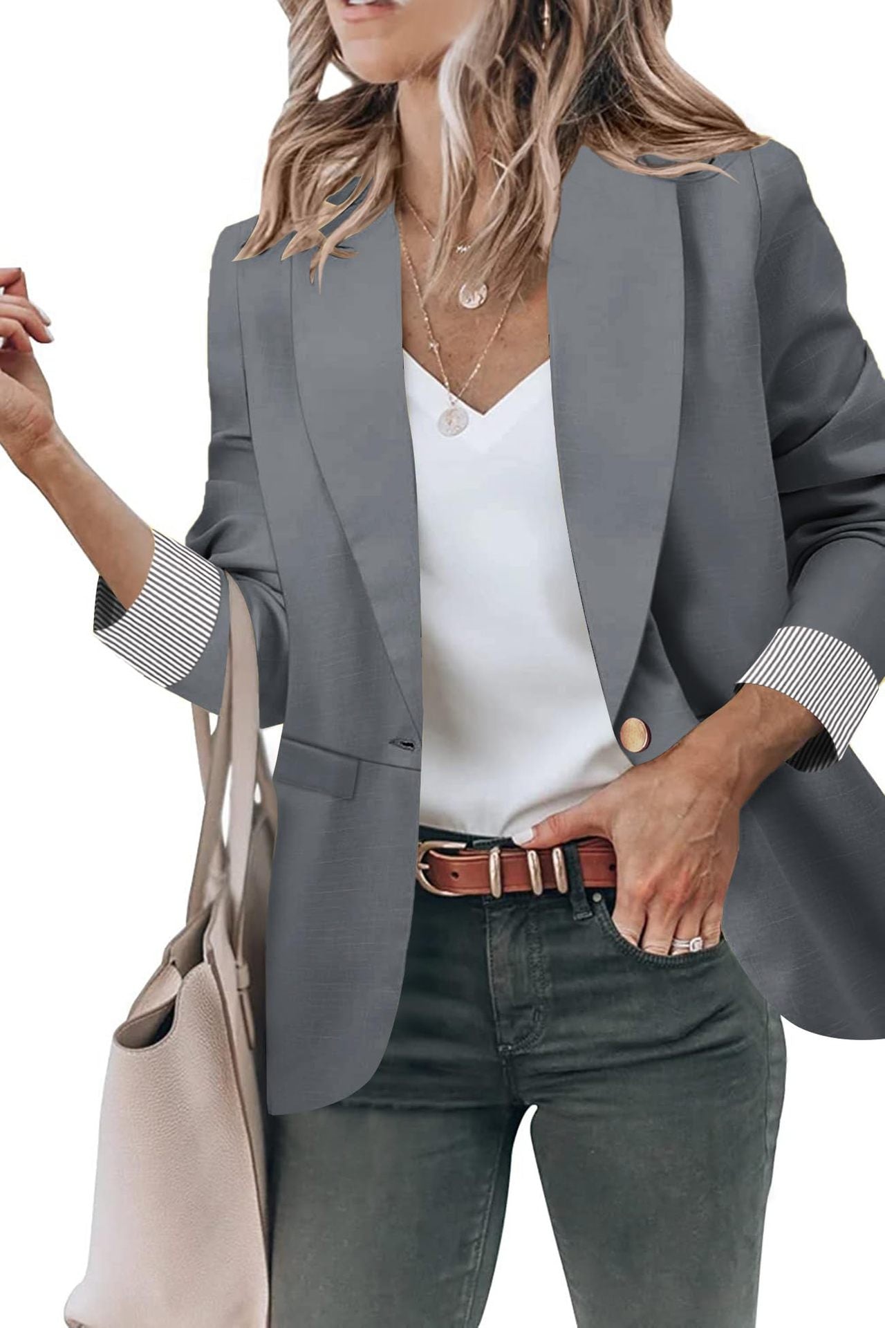 Women's Cardigan Button Small Coat Long Sleeve Short Suit