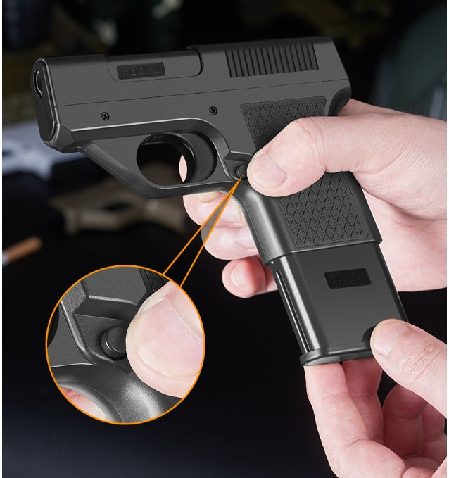 Focus One-click Trigger Linkage Decompression Toy Direct Punching Windproof Thick And Fine Smoke Pistol Lighter