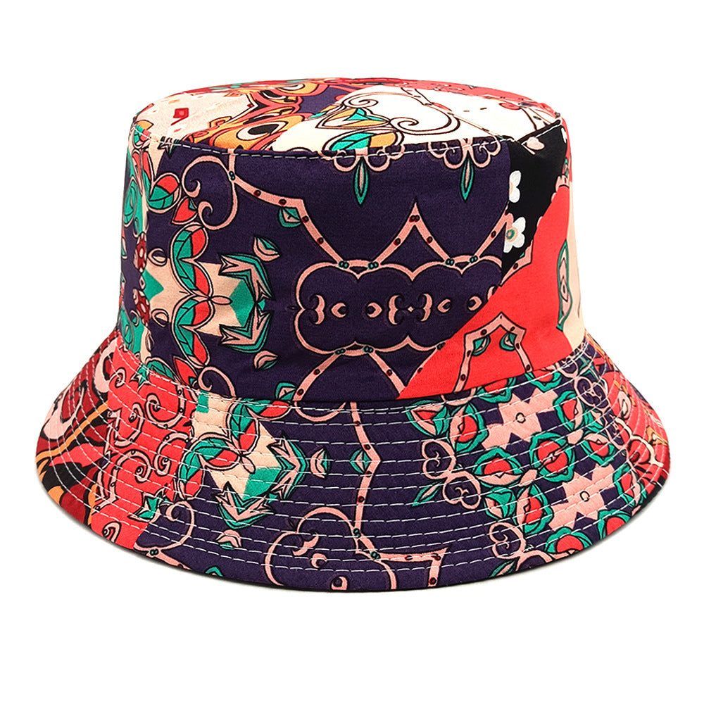 Geometric Bucket Hat Color Matching Printing Double-sided Wear Bucket Hat