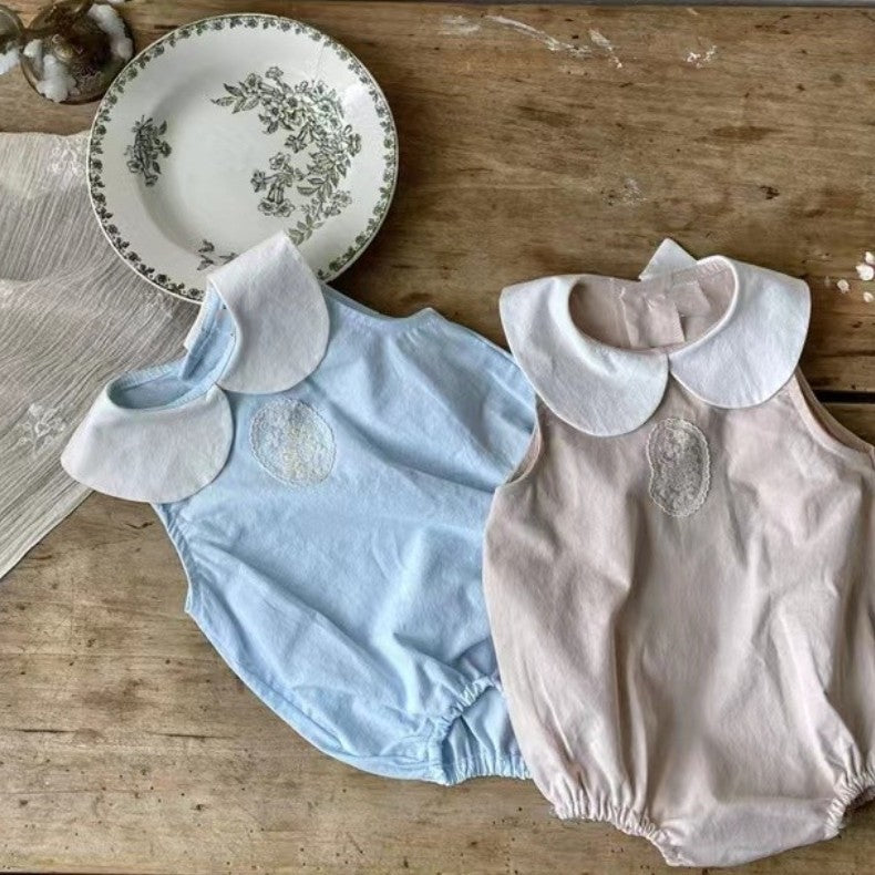 Summer Baby Lace Patch Doll Collar Sleeveless Romper Dress